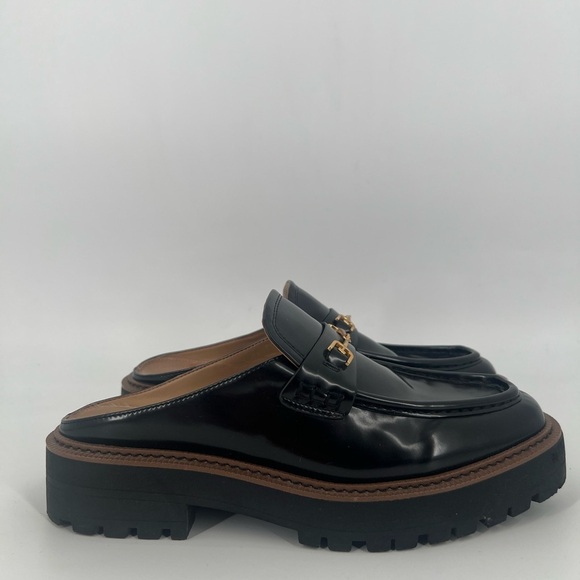 Sam Edelman Lennon Leather Chunky Lug Sole Loafer Buckle Detail Mules - Picture 1 of 8